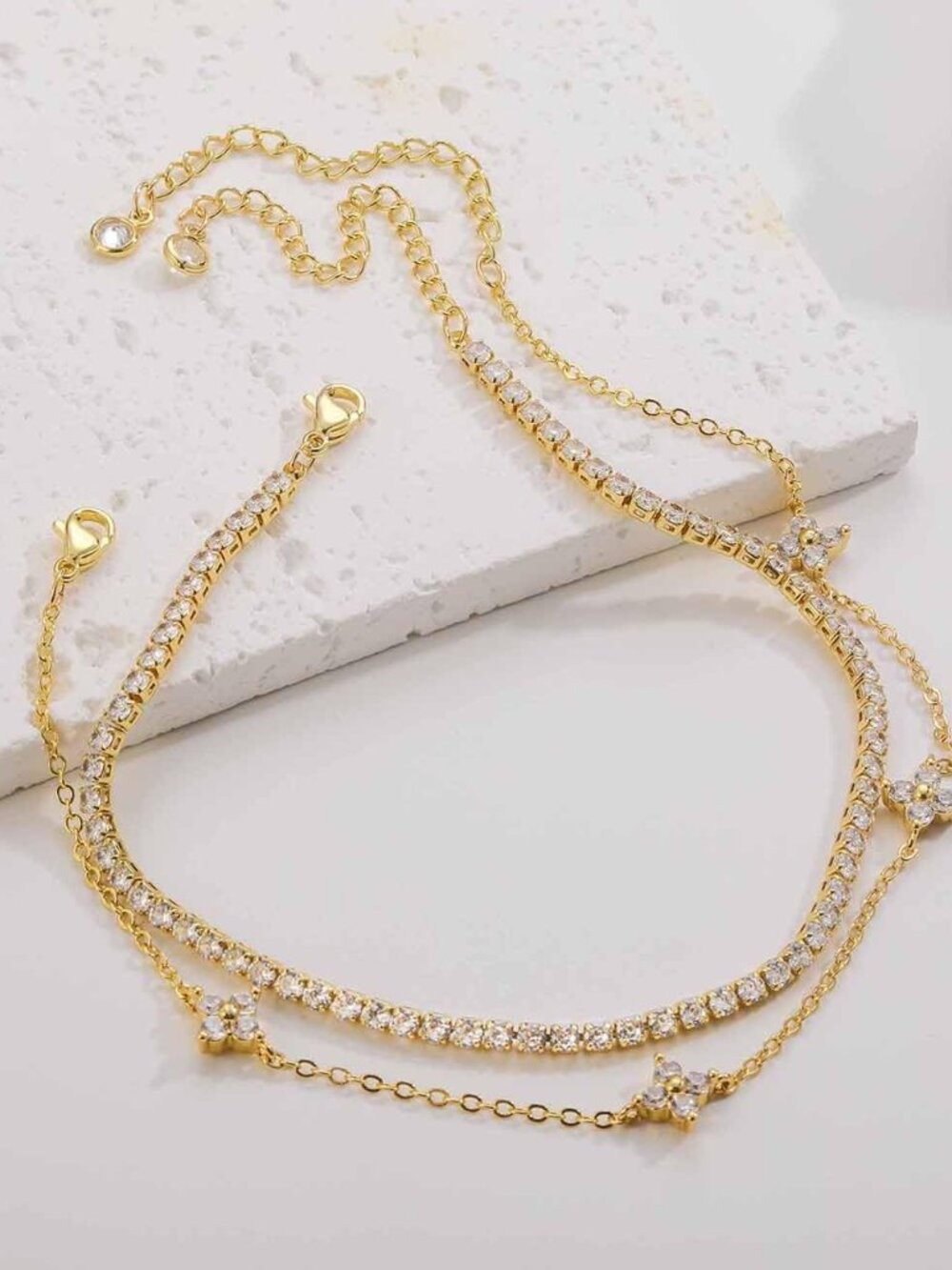 Gold Silver Anklets for Women CZ Ankle Bracelet 14K Gold Plated Waterproof Layer - Picture 6 of 6